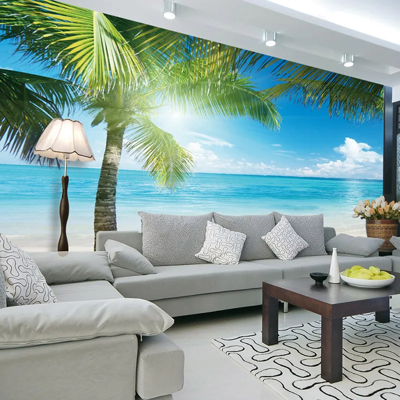 Custom Photo 3D Wallpaper Southeast Asia Seaside Sunshine Landscape Living Room Theme Hotel Backdrop Mural Wall Paper Home Decor