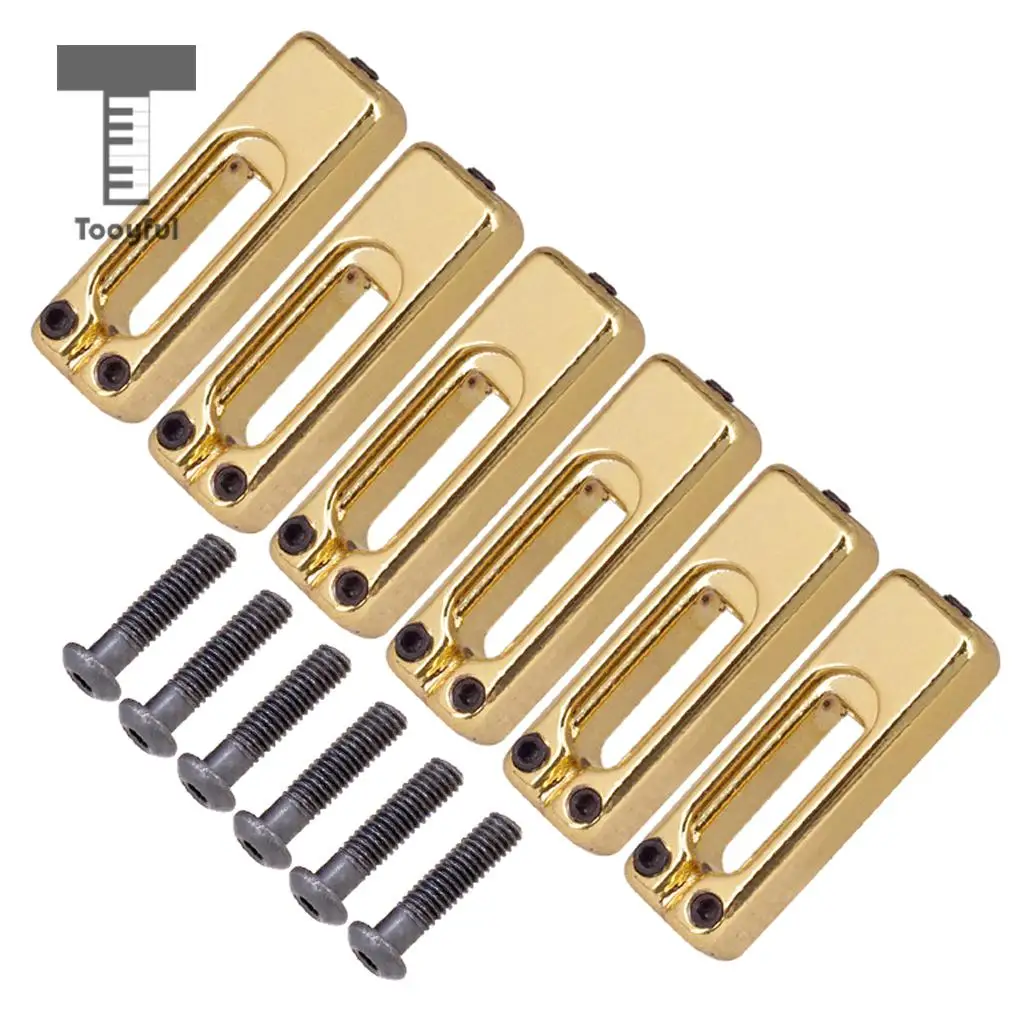 Tooyful 6pcs Electric Guitar Tremolo Bridge Saddles with Screws for Tremolo Bridge Parts