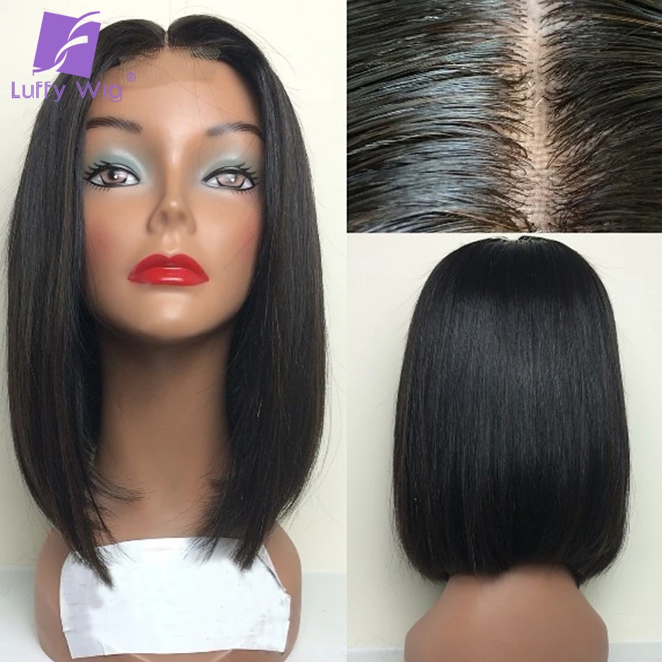 

Luffy Short Bob Wigs Brazilian Straight 5x4.5 Silk Base Full Lace Human Hair Wigs Pre Plucked Bleached Knots 100% Remy Hair