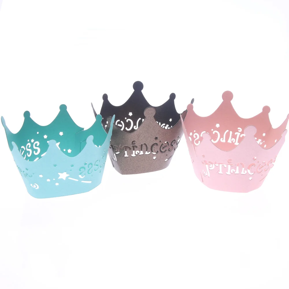 12 шт. корона принцессы дизайн стиль бумага лоза кружево оберточная бумага для торта полые Маффин кекс Свадебная вечеринка, день рождения
