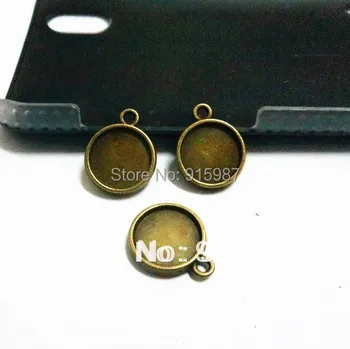

Sweet Bell 50pcs double-faced Round Filigree Photo Jewelry Making 12m Antique bronze Double sided Cabochon Pendant Setting A2999