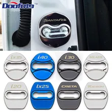 Estilo do carro auto fechadura da porta caso capa para hyundai santafe ix35 tucson i20 i30 i40 ix25 solaris creta emblema logotipo acessórios