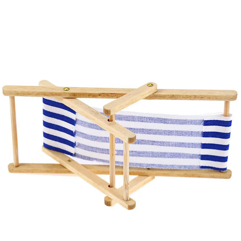 1:12 Scale Foldable Wooden Deckchair Lounge Beach Chair For Lovely Miniature For Small Dolls House Color In Green Pink Blue