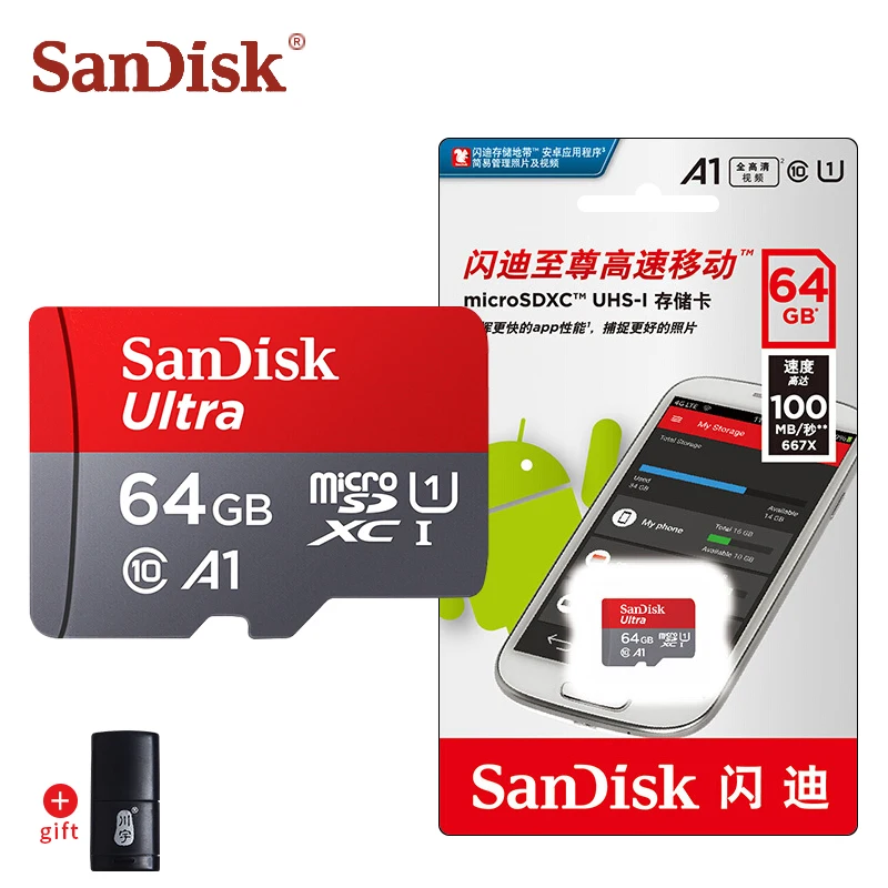 Sandisk micro sd card 64 Гб оперативной памяти 16 встроенной карта класса 10 32 gb оригинальную