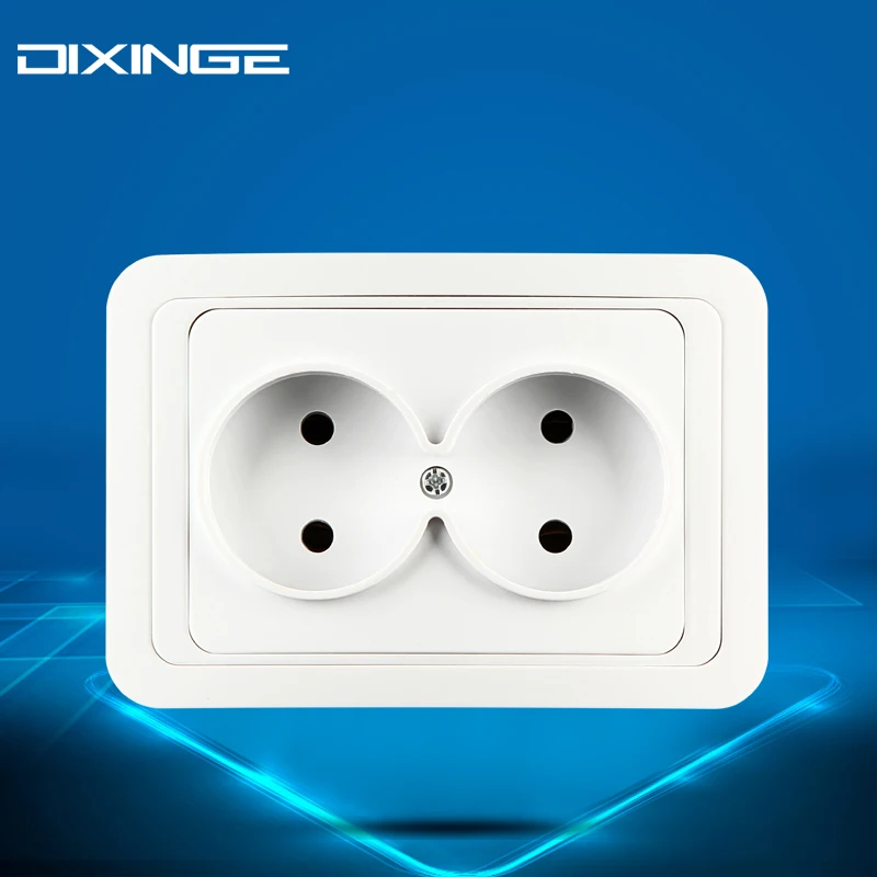 France Plug 2 Gang Double Outlet 16A European French Standard Power