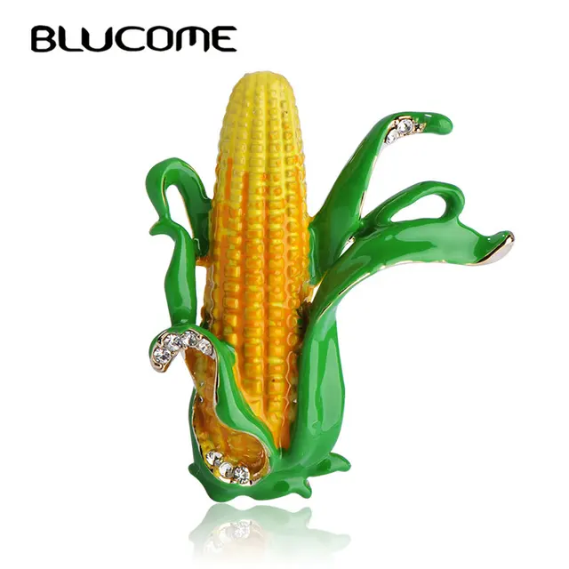 Blucome Nice Yellow Corn Maize Brooches Green Enamel Leaves Farmer Plant Brooch Blucome Nice Yellow Corn Maize Brooches Green Enamel Leaves Farmer Plant Brooch