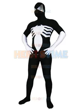 

Black Vemon Symbiote Spider-Man Costume Spandex fullbody superhero Zentai Suit Halloween Cosplay Spiderman Costume Free Shipping