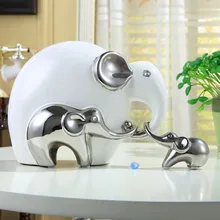 Фарфоровая скульптура слона керамическая абстрактная животное семья романтический декор Подарок Ремесло Украшение Аксессуары для отца и матери