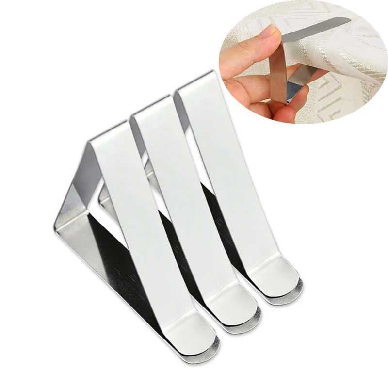 

3 PCS Tablecloth Clips Stainless Steel Metal and Windproof Clip for Restaurant Home Parties and Wedding