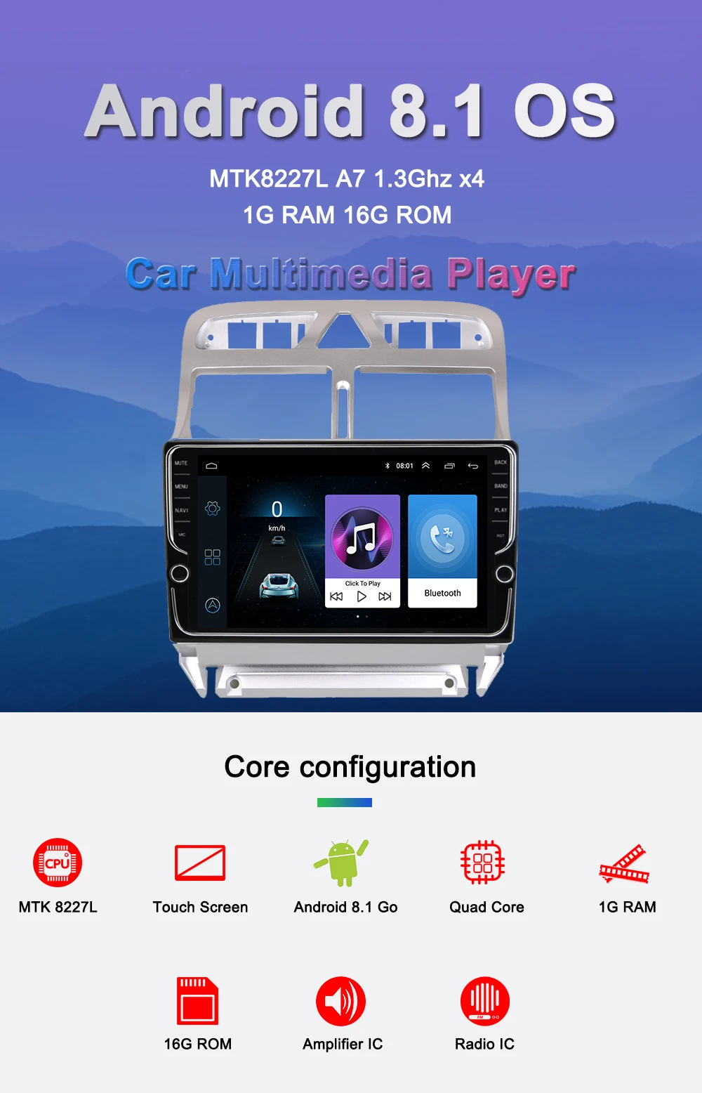 Clearance Navivox Android 8.1  Car DVD Player GPS Navigation Multimedia For peugeot 307 307CC 307SW Radio 2002-2013 car stereo 0
