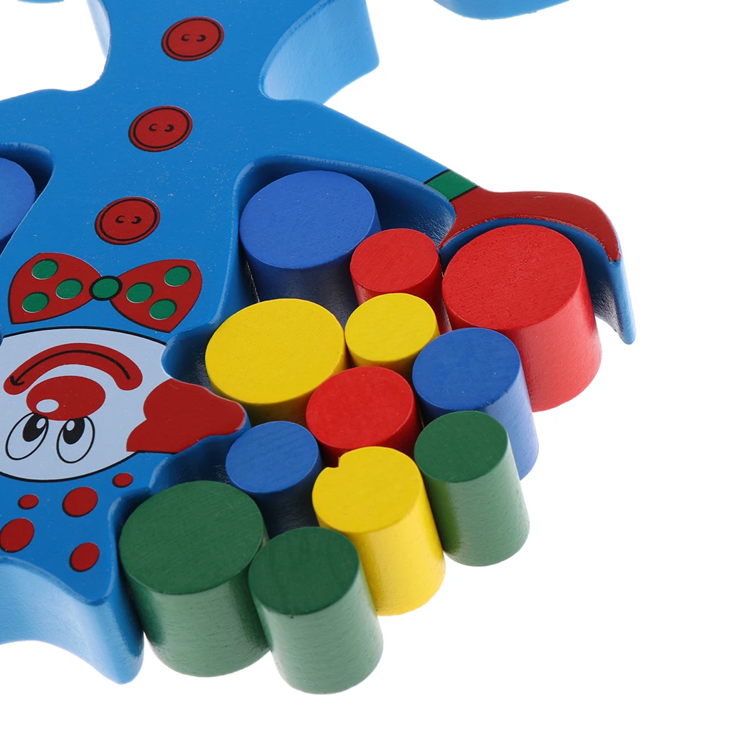Clown Block Stack Up Balancing Game Wooden Developmental Toy for Baby Kids Boys Girls Fun Play