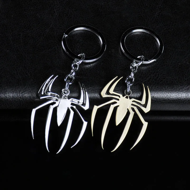 

New Vintage Gold Spiderman Keychain For Men Trinket Llavero Spider Key Chain Ring Holder Bag Car Keyring Jewelry Gift Souvenirs