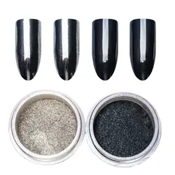 Зеркальный ногтевой порошок серебристый/черный Shimmer порошок супер блестящие, для дизайна ногтей хромированный пигмент с блестками пыли