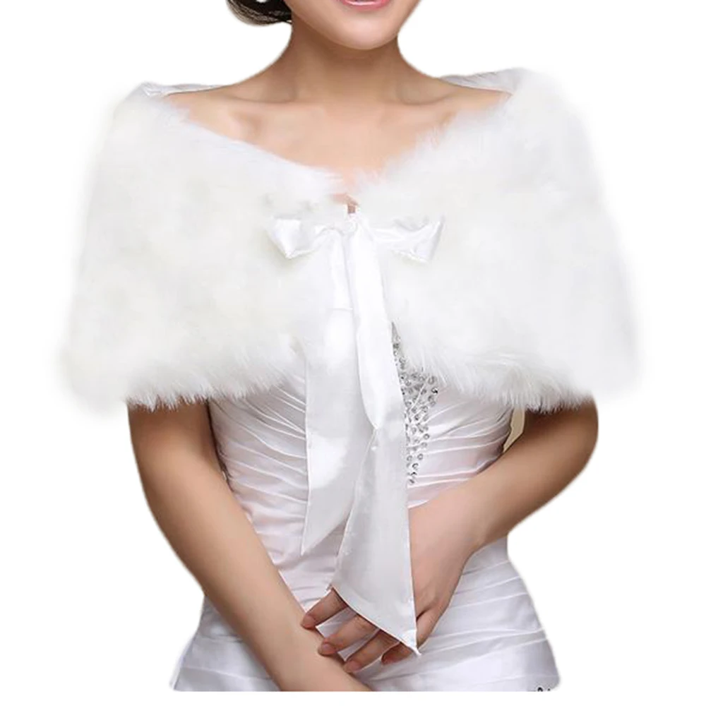 Hot Sale White Ivory Faux Fur Wedding Accessories 2018 Jacket Bridal