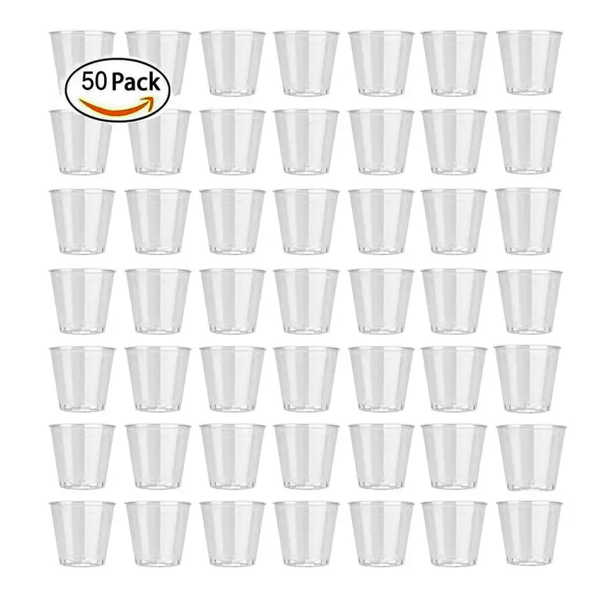 

50 pcs Modern Clear Disposable Plastic Cup 30 ml Drink Jelly Cups healthy Eco-Friendly Tumblers Party Birthday Wedding Supplies