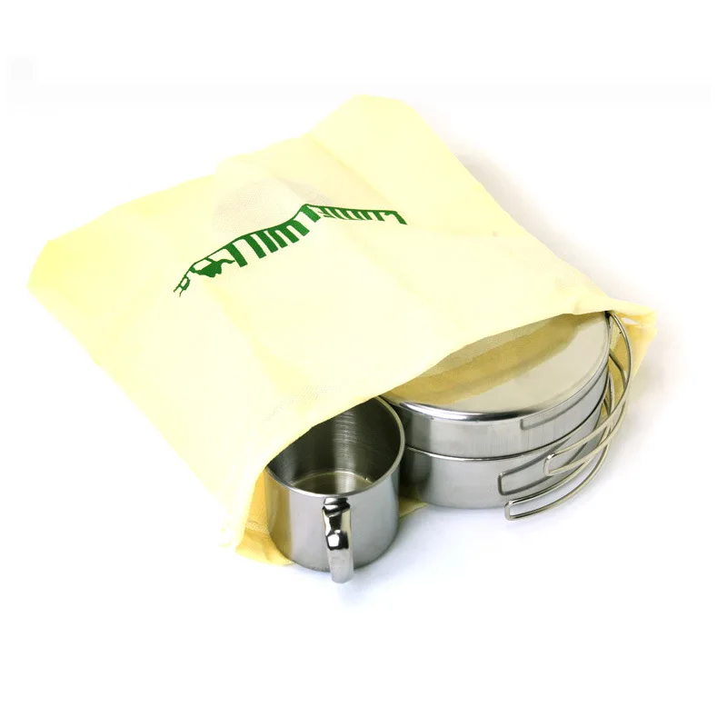 Conjunto de Talheres de Aço ao ar Livre de Acampamento Inoxidável Conjunto Viajar Turismo Bike Picnic Equipamento Inclui Tampa Frigideira Taças Canecas 8 Esporte e Lazer