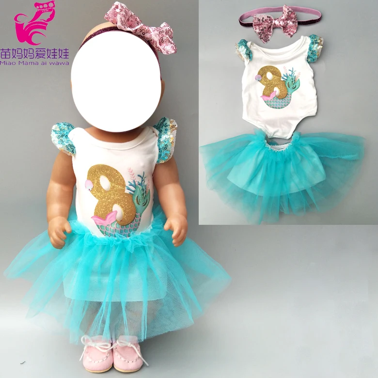 

Doll swimsuit for 43cm baby dolls clothes 18" doll blue lace dress baby gift