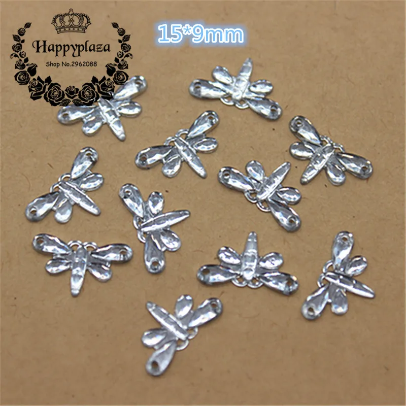 

100PCS 15*9mm Cute Clear Acrylic Dragonfly Flatback Cabochon Appliques/Wedding Craft Decoration