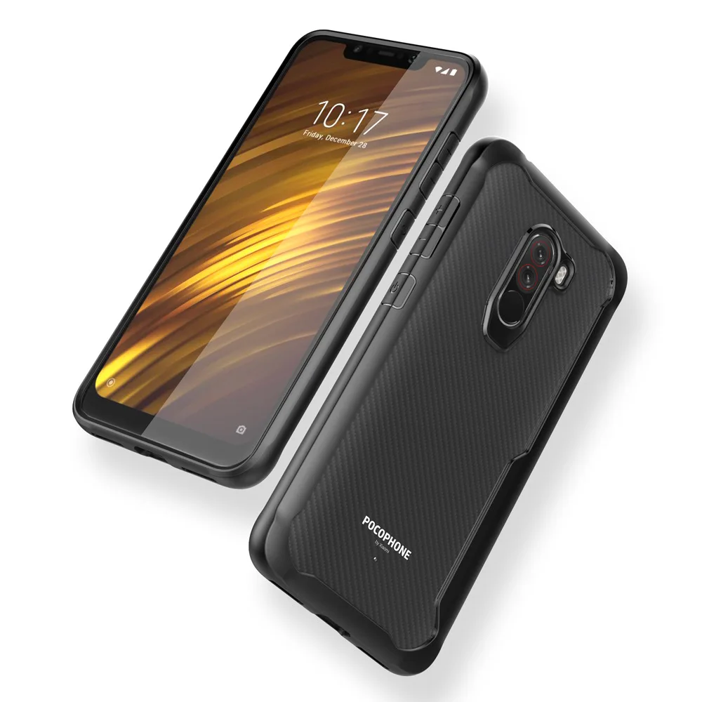 Для Xiaomi Pocophone F1 Мягкий ТПУ+ Жесткий PC чехол-накладка для Pocophone F1 силиконовый защитный чехол для POCO F1 прозрачный чехол