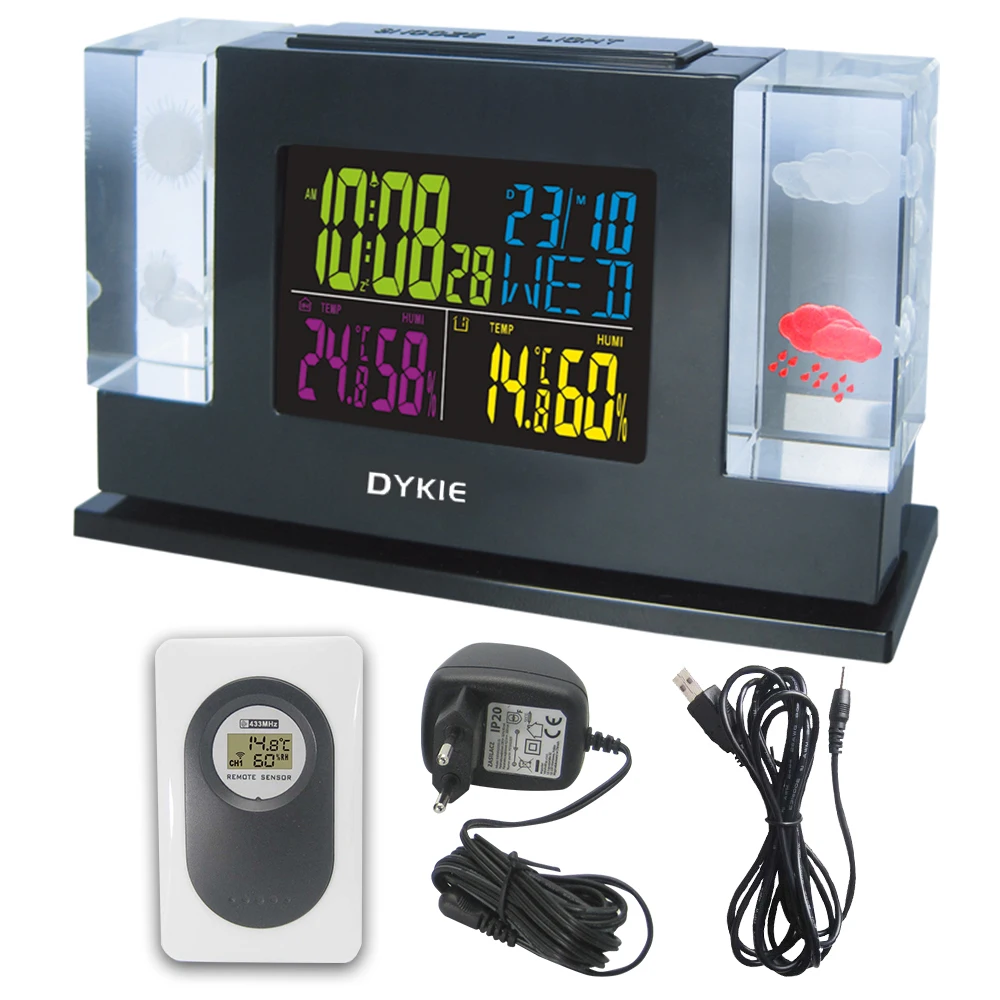 New Arrival Crystal LED Weather Station with Backlight Indoor Outdoor
