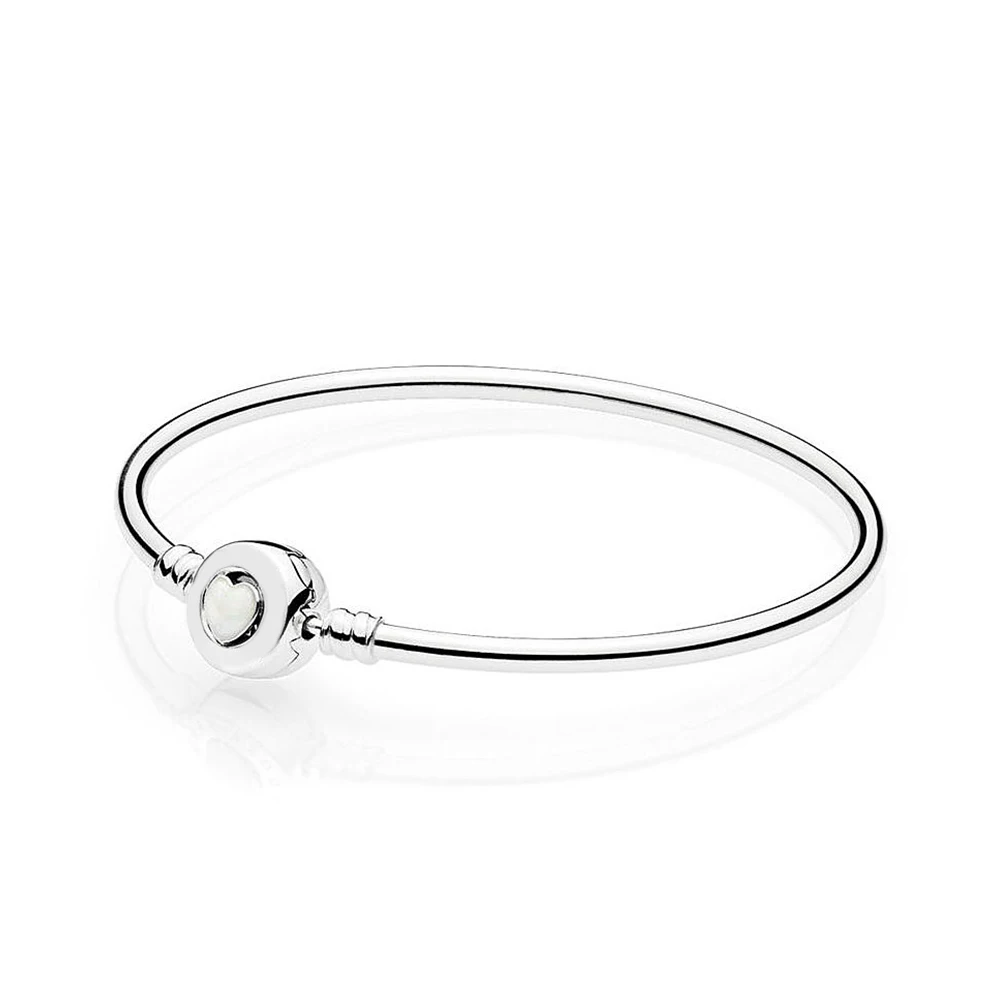 

2018 New 100% 925 Sterling Silver Bracelet Moments Silver Bangle Loving Heart Clasp Fashion Women DIY Gift Jewelry