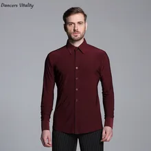 Мужские однотонные рубашки с длинными рукавами для латинских танцев современные ча-ча танцы, вальс для латинских танцев, мужское современное платье для соревнований