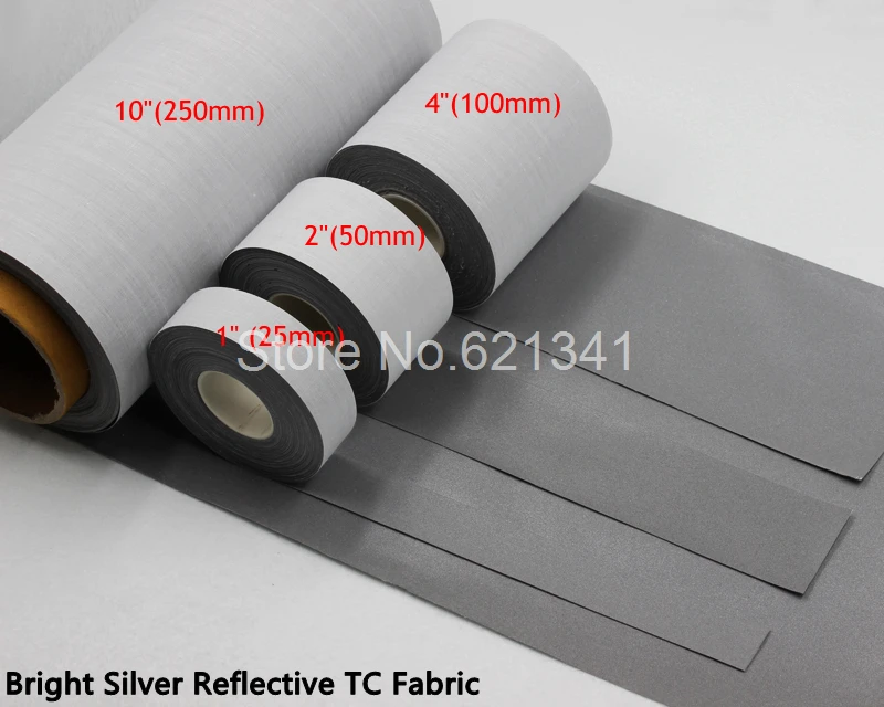 100 мм(") высокая видимость Яркий серебряный светоотражающий TC Ткань Ленточная ткань шитье на одежду мешки-Чехлы выберите длину