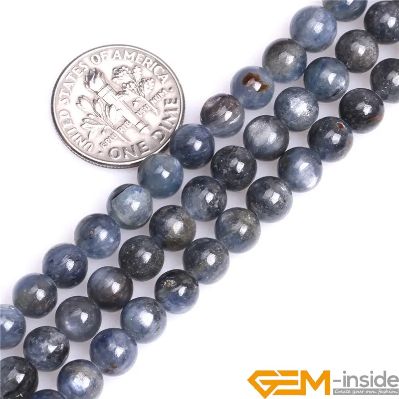 Preise Natürliche Stein Runde Blau Kyanit Perlen Für Schmuck Machen Strang 15 \