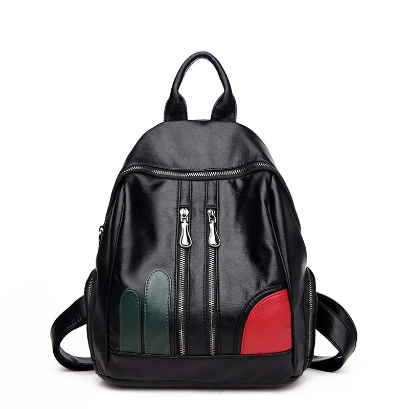 Brand PU leather women's backpack college school bag for teenager girls