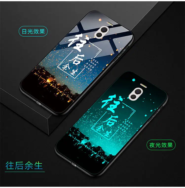 Чехол для телефона для Meizu M6 Note чехол 5," светящаяся задняя крышка из закаленного стекла для Meizu M6 Note чехол Силиконовый противоударный чехол для телефона