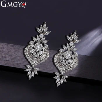 

GMGYQ Rose Gold Luxurious Zircon Earrings Sparkling Olive Zircon Bride Wedding Jewelry Women's Accessories