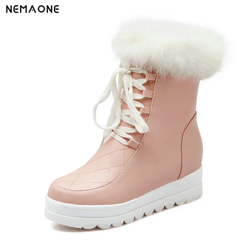 

Warm Fur Women Snow Boots Platform Winter Shoes woman Ankle Boots Female Fashion lace up Basic Snow Casual Shoes