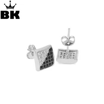 

Square Stud Earrings for Women Classic Luxury Sparkling Cubic Zircon Paved Setting Gold Silver Color 8.5*8.5mm