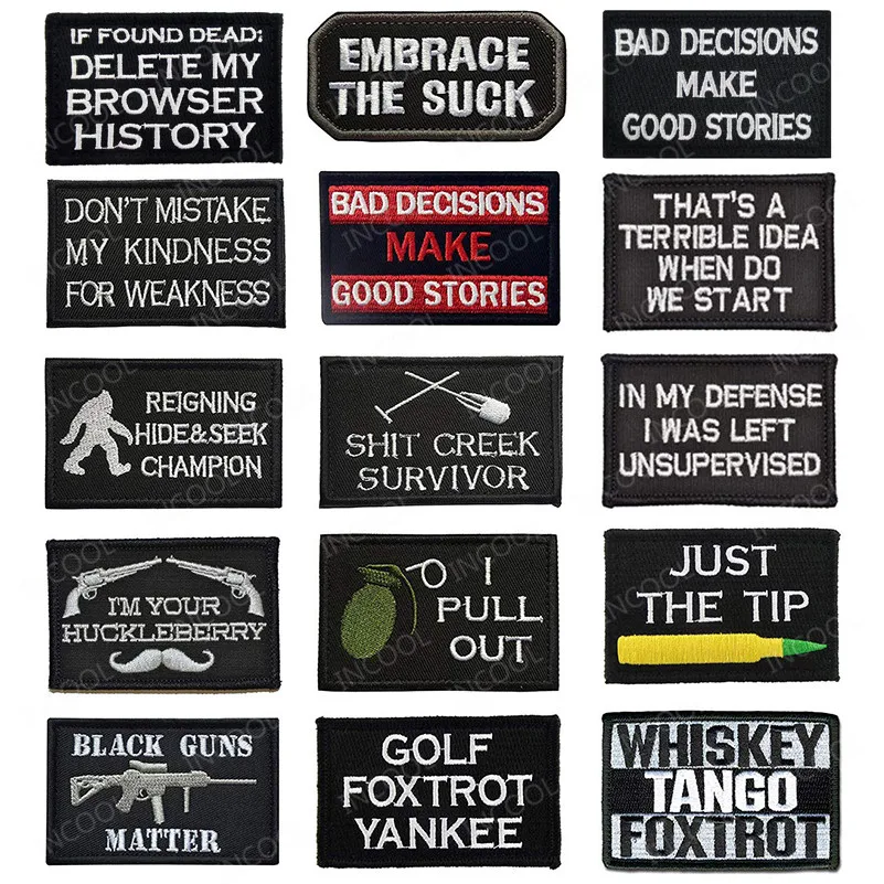 

3D Embroidery Patch Funny Tactical Military Morale Patches Appliques Emblem Embroidered Badges For Cap Backpack Clothes Backpack
