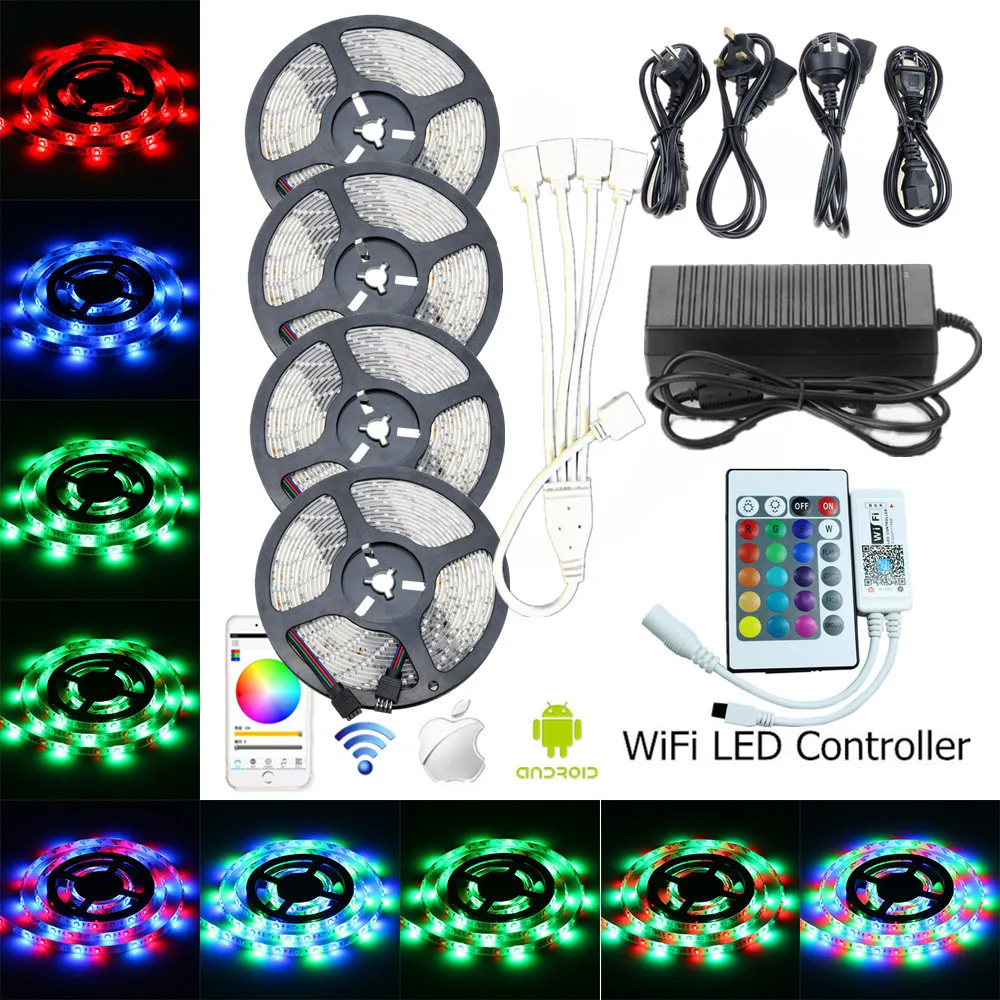 SMD 2835 Waterproof WiFi RGB LED Strip Light 5M 10M 15M 20M 12V 60 leds