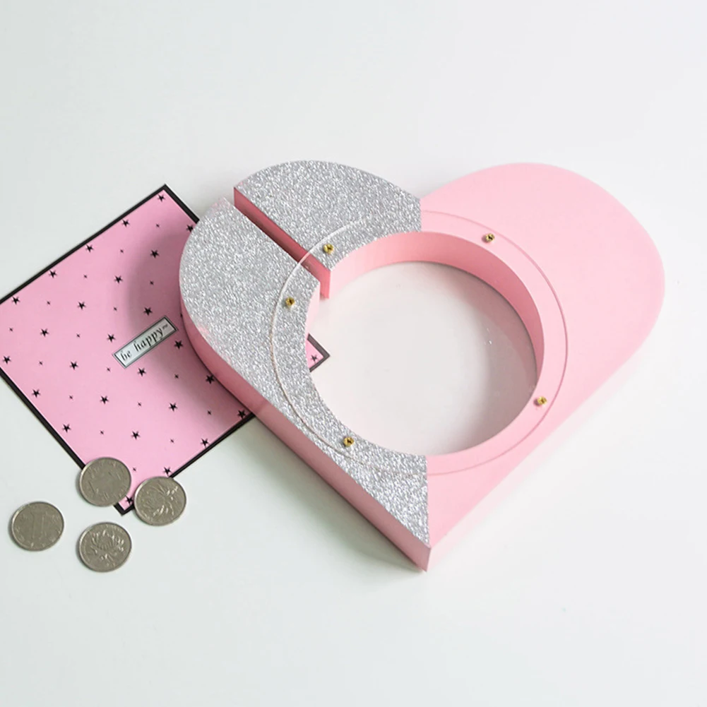 

Wood Coin Bank Transparent Piggy Bank Wood Crafts Heart Shape Money Box Home Decoration Colorful