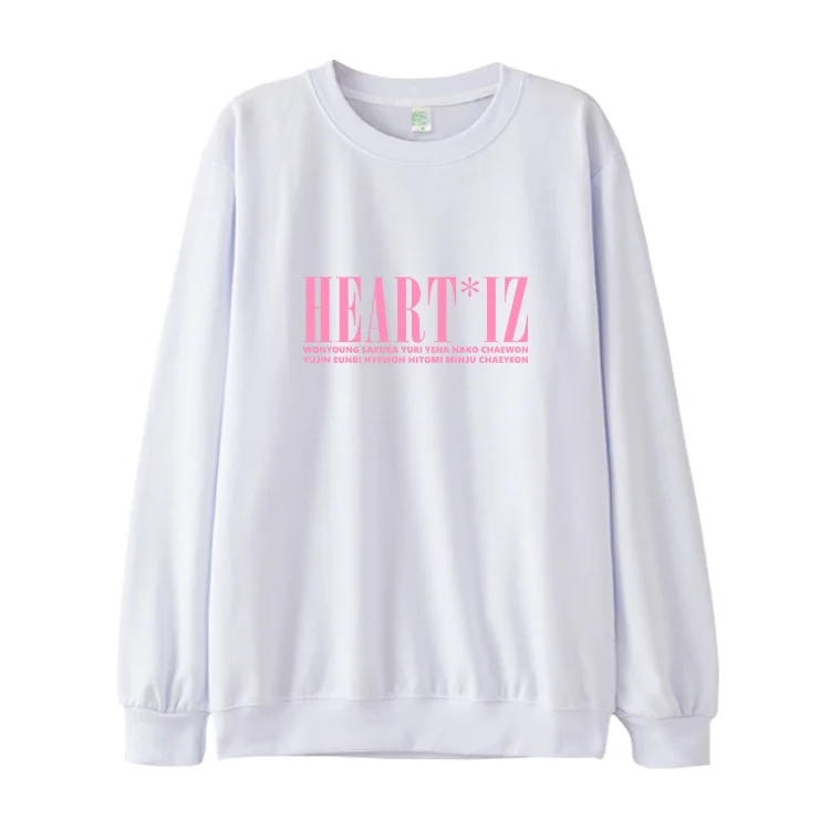 

Kpop izone album heart iz same all member names printing thin hoodies unisex autumn spring pullover o neck sweatshirt