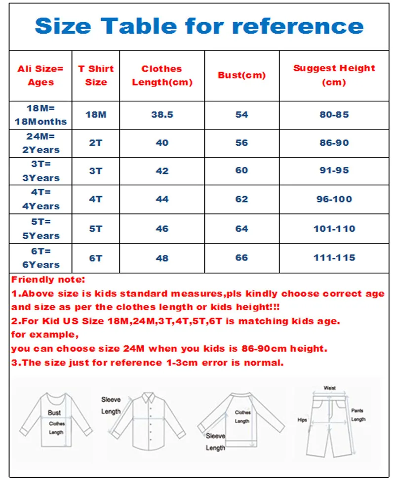FLEXTSHIRT716 18M-6T size table