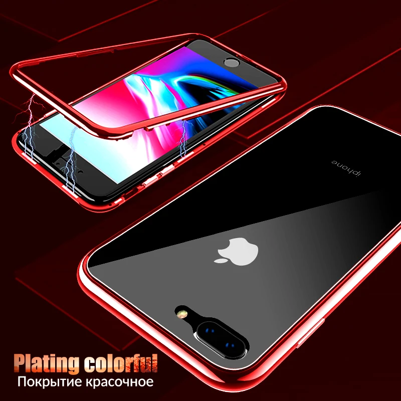 Роскошный Магнитный чехол для телефона для iPhone XS Max XR X 10, Магнитный чехол из закаленного стекла для iPhone 8, 7, 6, 6S Plus, Etui, чехол, аксессуары