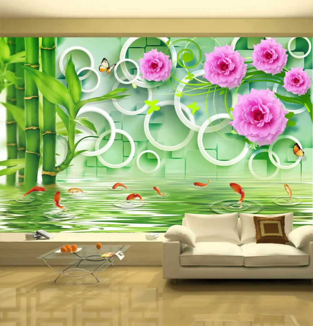 

Custom 3D Mural Wallpaper Fresh And Elegant Cornucopia Fumantang Background Wall Wallpaper Mural Painting For Living Room