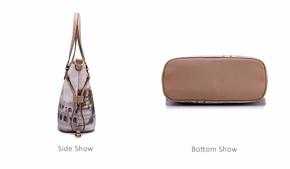 REALER Брендовая женская сумка, 3 комплекта, винтажная Сумка-тоут с принтом, большие сумки на плечо, женские кошельки, женские сумки-мессенджеры
