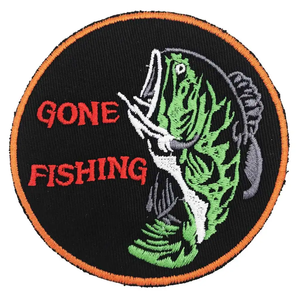

Gone fishing punk biker Patches Clothes Stickers Apparel Accessories Badge