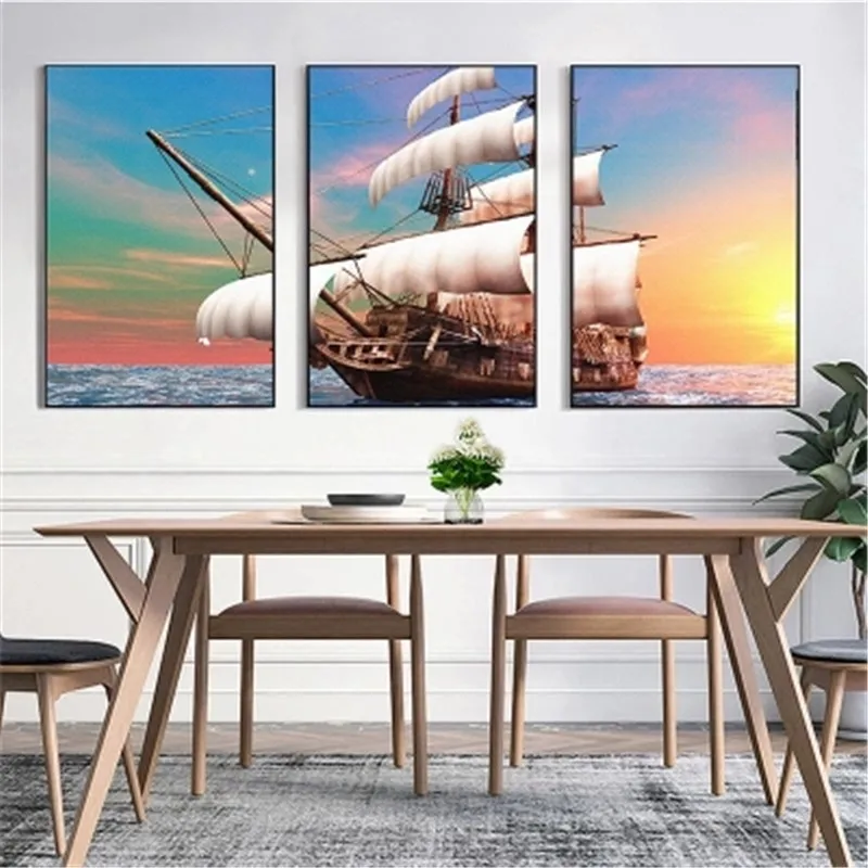

DIY Wall 5D Boat Diamond Painting Cross Stitch Rose sunset Full Dimaond Embroidery Flower Diamond Mosaic Rhinestones Needlework