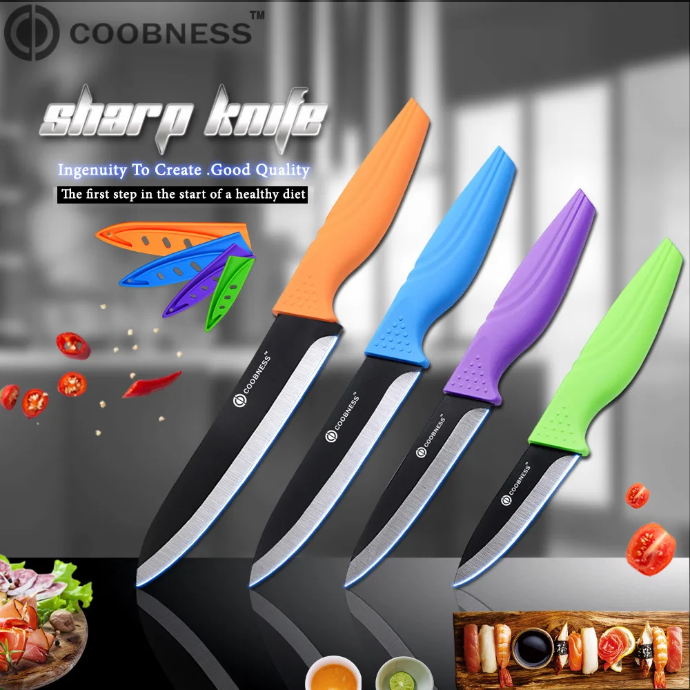 Кухонный нож COOBNESS керамический кухонный набор 3 &quot4" 5 &quot6" дюймов черное