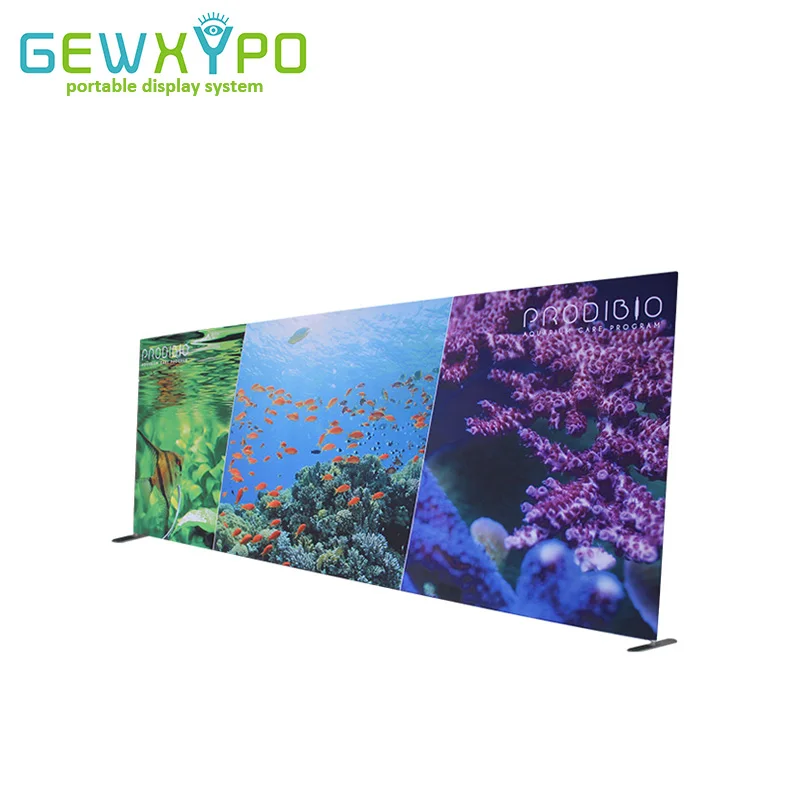 

8ftX20ft Square Corners Straight Tension Fabric Media Backdrop With Full Color Printed Banner,Portable Conference Wall Display