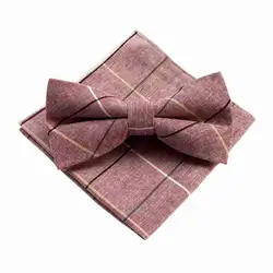 2018 Для мужчин хлопок плед лук галстук и платок Полотенца костюмы платок Формальные Бизнес платок Полотенца галстук набор