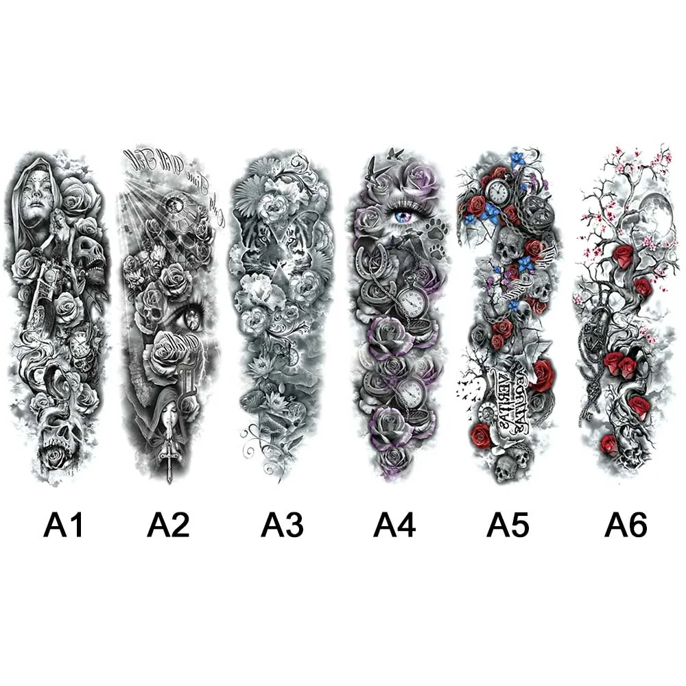 Unisex Waterproof Temporary Tattoo Disposable Full Arm Sticker