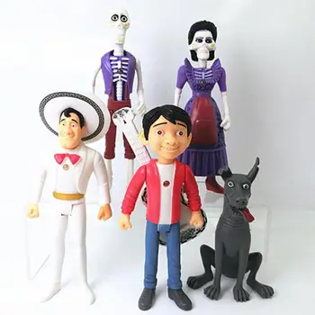 

5pcs Coco Miguel Riveras Ekotto Ernesto De La Cruz Led Control Action Figures Battery Action & Toy Figures Pvc Model Collection