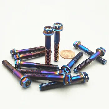 

2/6pcs M6 x10-50mm Motorcycle Modification Calipers Ti Bolt Flange Head Burned Blue Color Titanium Screws Ti Fastener