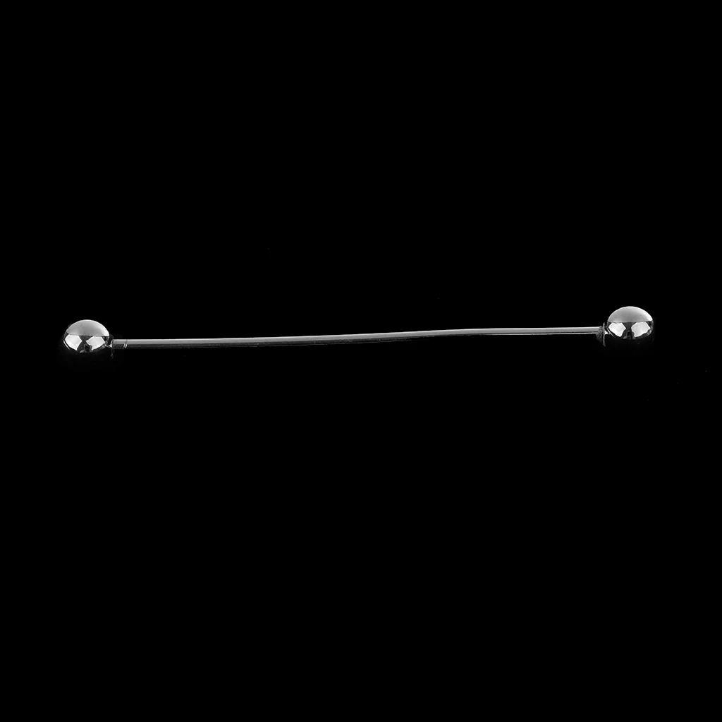 2 Pieces Skinny Pin Round Barbell Collar Tie Clip Clasp Bar Necktie Tie Pin Stick Brooch Ball Screw On End